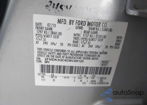 2013 Ford Edge Se z USA, uszkodzony, nr VIN 2FMDK3GC8DBC69120